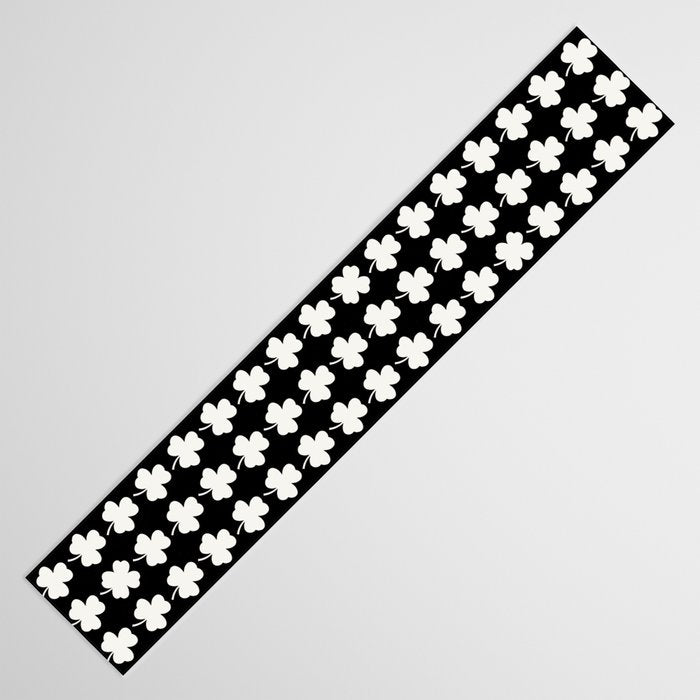 Clovers II Black and White Botanical Pattern Table Runner Gallery Image 3