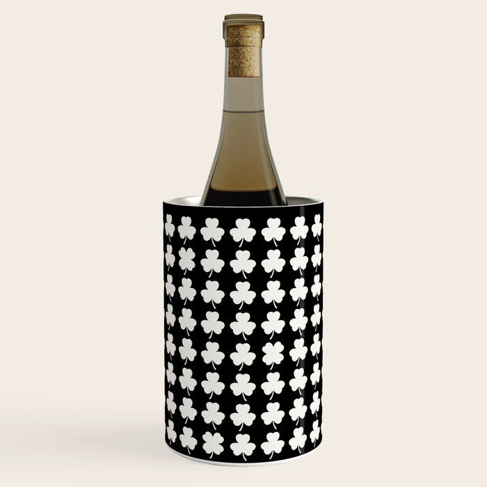 Clovers II Black and White Botanical Pattern Wine Chiller Gallery Image 1