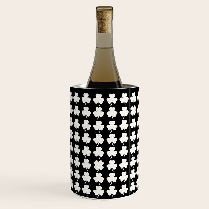 Clovers II Black and White Botanical Pattern Wine Chiller Gallery Image 2