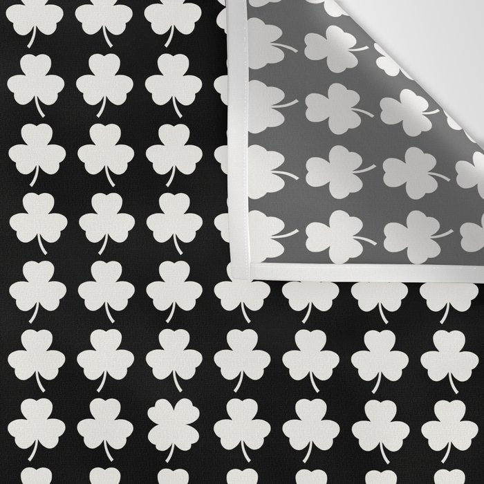 Clovers II Black and White Botanical Pattern Wall Tapestry Gallery Image 3