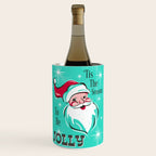 'Tis The Season - Retro Santa Aqua Colorful Wine Chiller Gallery Image 1