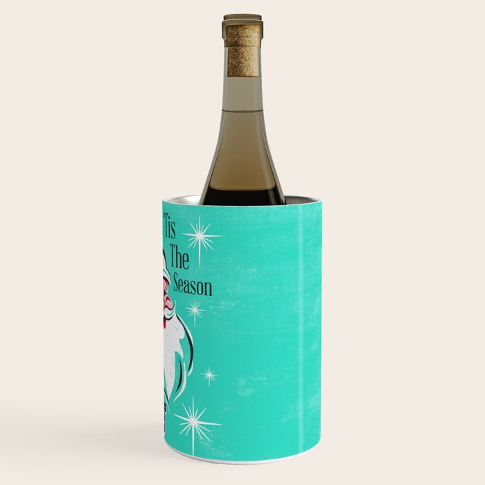 'Tis The Season - Retro Santa Aqua Colorful Wine Chiller Gallery Image 3