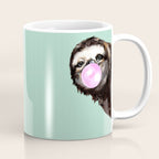 Bubble Gum Sneaky Sloth in Green Coffee Mug Gallery Image 1