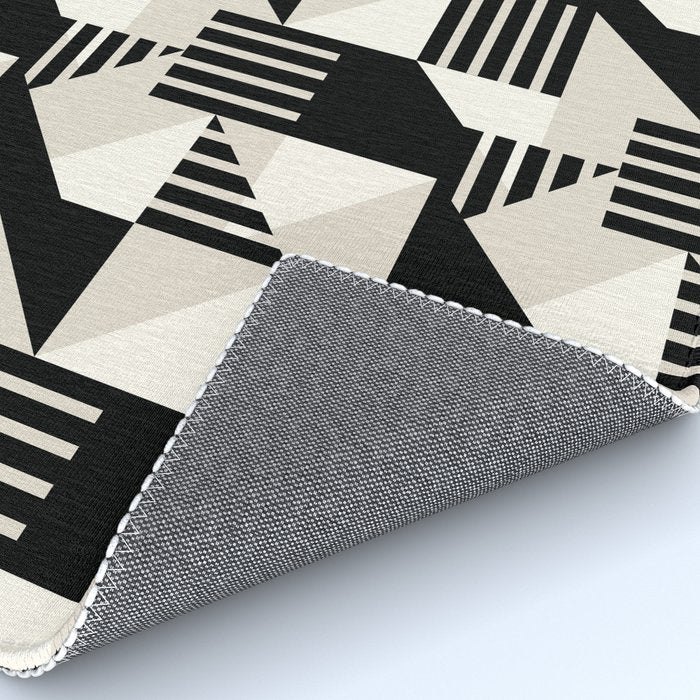 Geometric Abstract in Black and White Rug Gallery Image 4