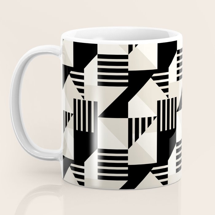 Geometric Abstract in Black and White Coffee Mug Gallery Image 3