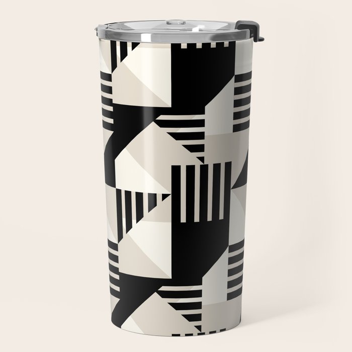 Geometric Abstract in Black and White Travel Mug Gallery Image 2