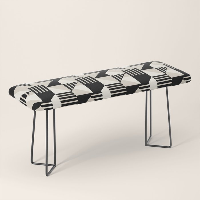 Geometric Abstract in Black and White Bench Gallery Image 1