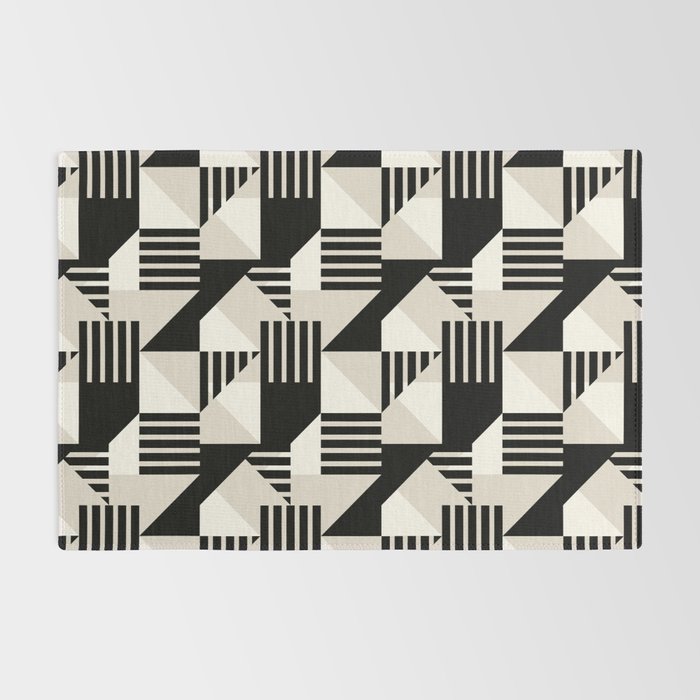 Geometric Abstract in Black and White Rug Gallery Image 2