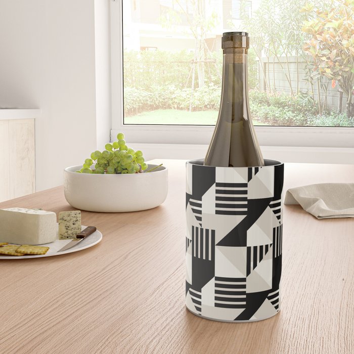 Geometric Abstract in Black and White Wine Chiller Gallery Image 4