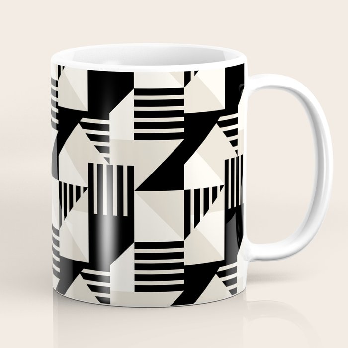 Geometric Abstract in Black and White Coffee Mug Gallery Image 1
