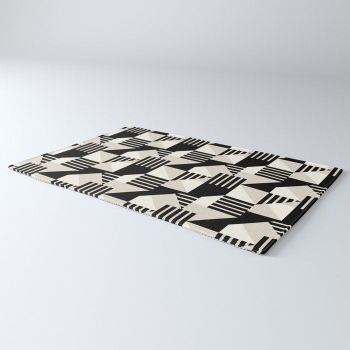 Geometric Abstract in Black and White Rug Gallery Image 3