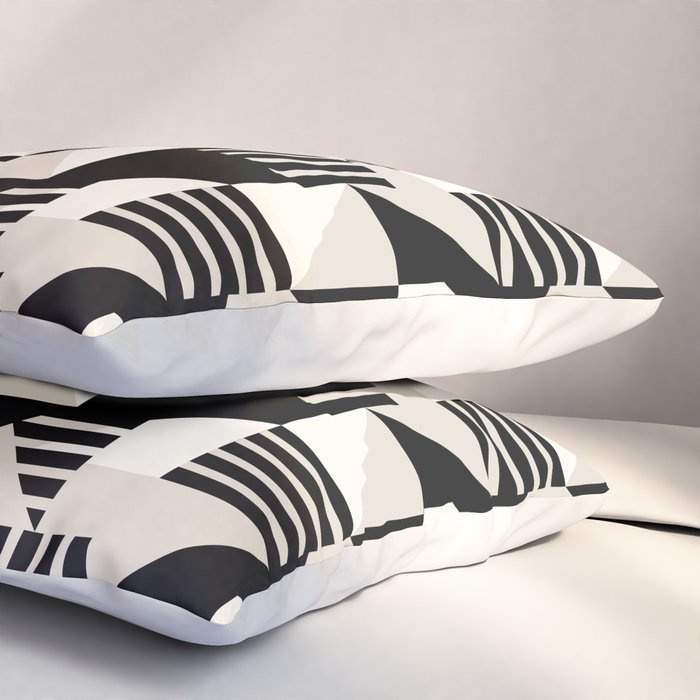 Geometric Abstract in Black and White Pillow Sham Gallery Image 3
