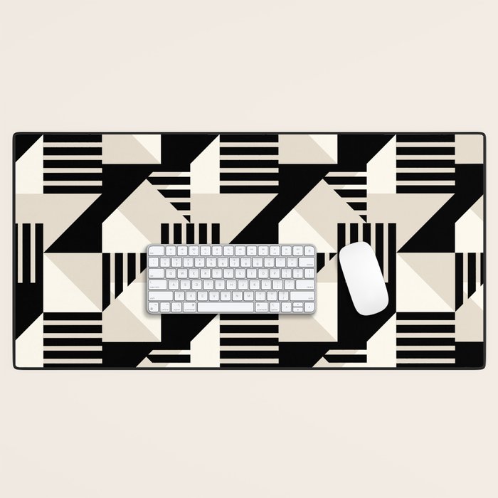 Geometric Abstract in Black and White Desk Mat Gallery Image 1