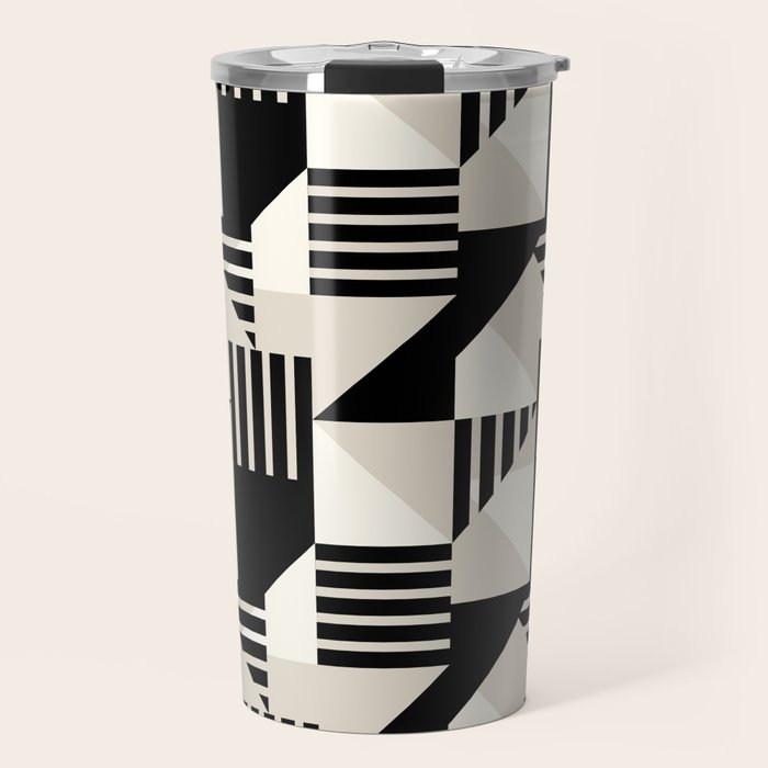 Geometric Abstract in Black and White Travel Mug Gallery Image 1