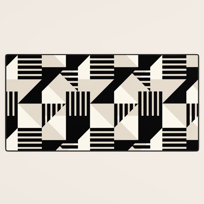 Geometric Abstract in Black and White Desk Mat Gallery Image 3