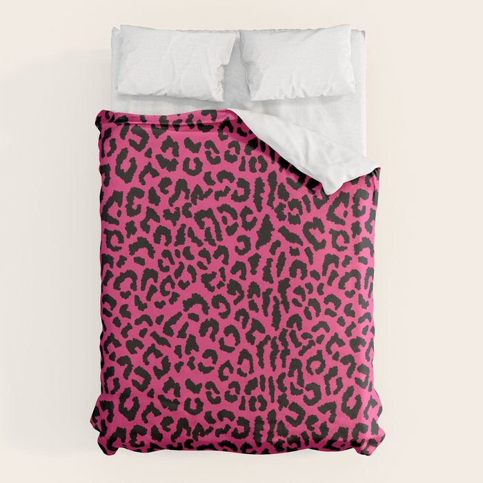 2000s leopard-black on hot pink Duvet Cover Gallery Image 6