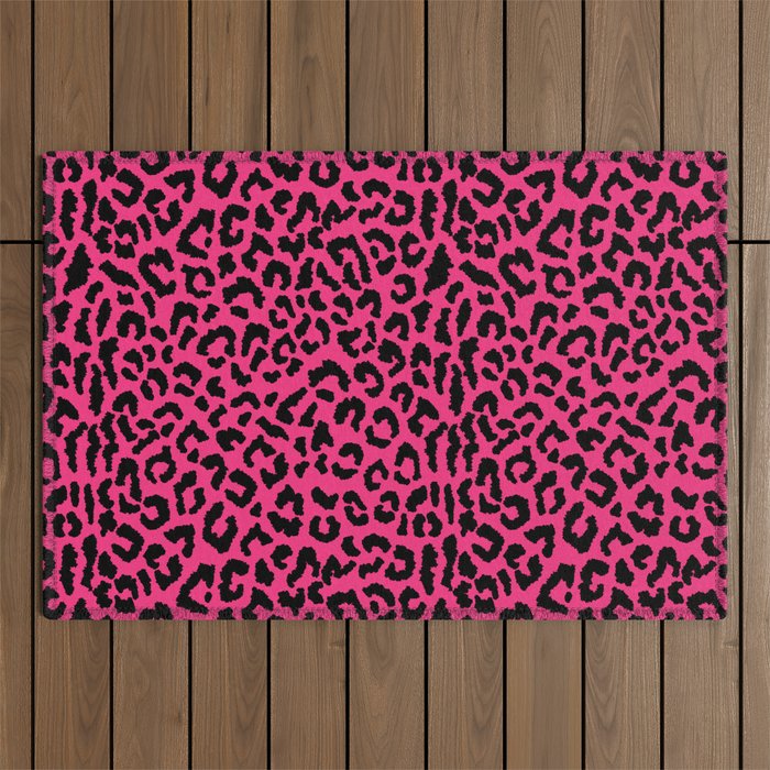 2000s leopard-black on hot pink Outdoor Rug Gallery Image 1