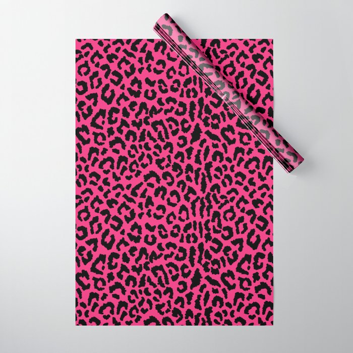2000s leopard-black on hot pink Wrapping Paper Gallery Image 1