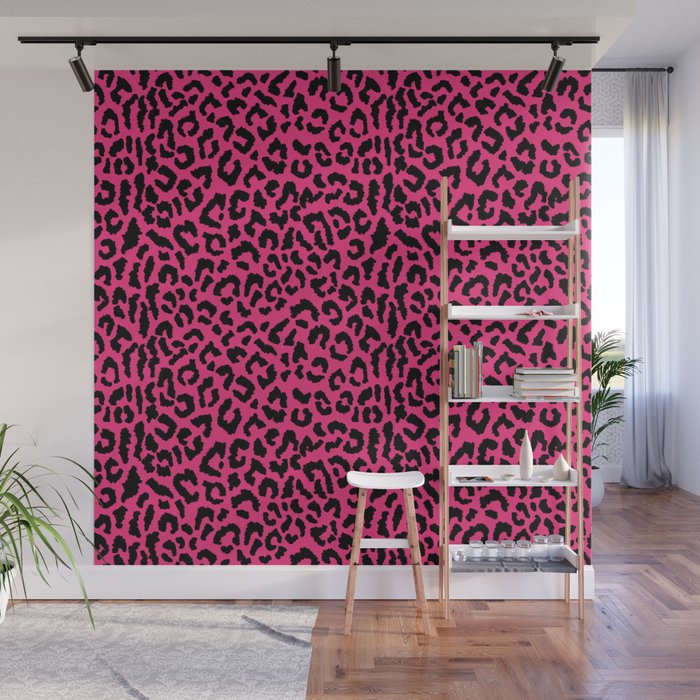 2000s leopard-black on hot pink Wall Mural Gallery Image 1