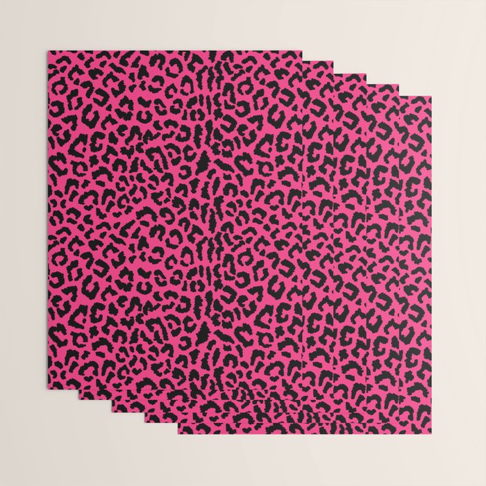 2000s leopard-black on hot pink Wrapping Paper Gallery Image 3