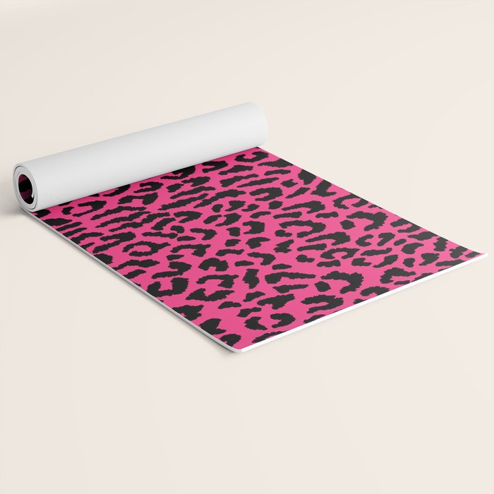 2000s leopard-black on hot pink Yoga Mat Gallery Image 2