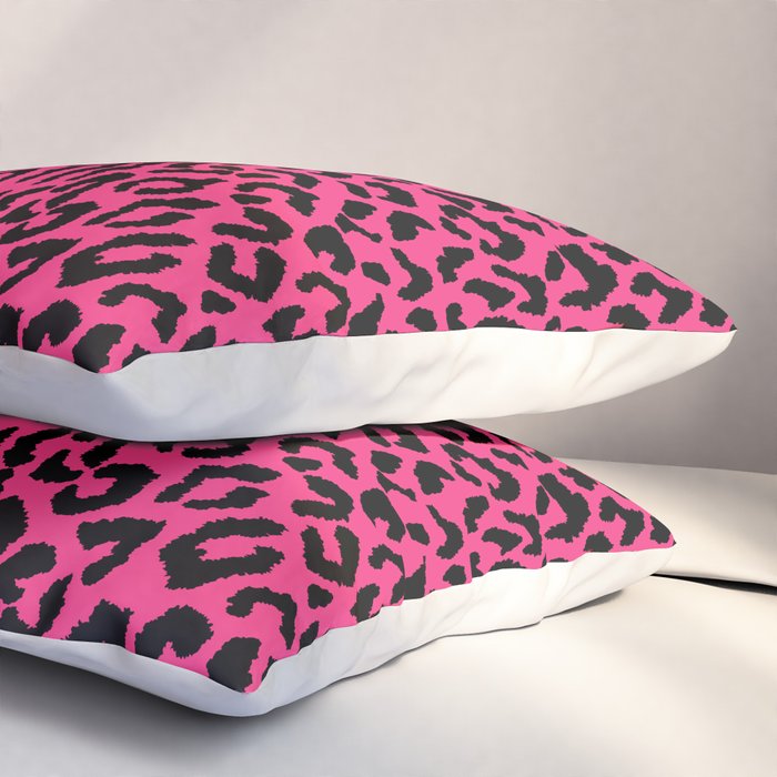 2000s leopard-black on hot pink Pillow Sham Gallery Image 3