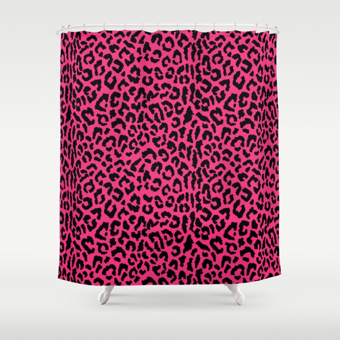 2000s leopard-black on hot pink Shower Curtain Gallery Image 1
