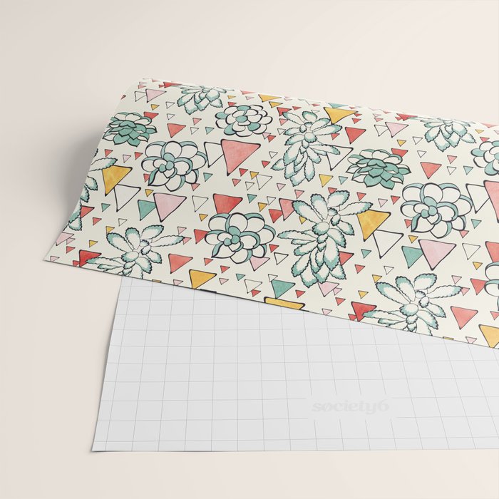 Succulent and triangles seamless pattern Wrapping Paper Gallery Image 2