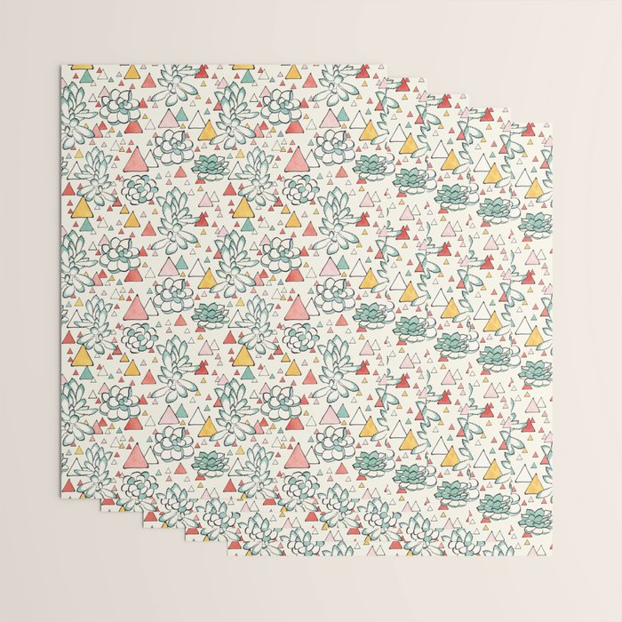 Succulent and triangles seamless pattern Wrapping Paper Gallery Image 3