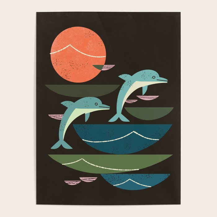 Sunset Dolphins Poster Gallery Image 1