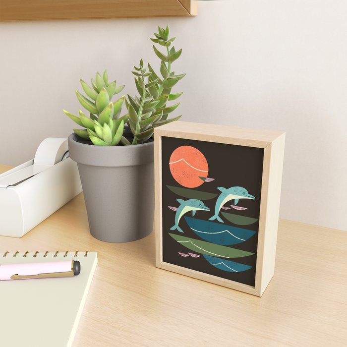Sunset Dolphins Mini Art Print Gallery Image 2