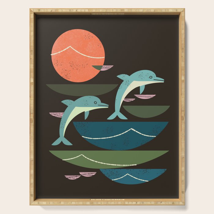 Sunset Dolphins Serving Tray Gallery Image 1