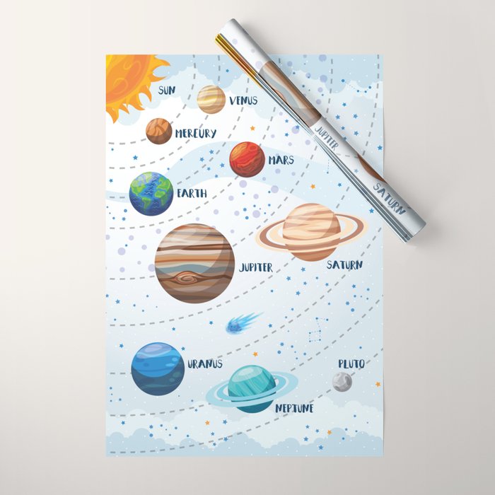 Light solar system Wrapping Paper Gallery Image 1