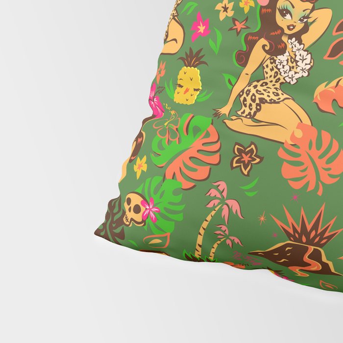 Tiki Temptress on Green Pillow Sham Gallery Image 4