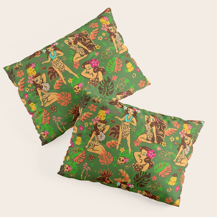 Tiki Temptress on Green Pillow Sham Gallery Image 1