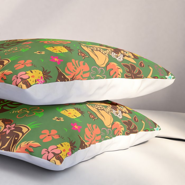 Tiki Temptress on Green Pillow Sham Gallery Image 3