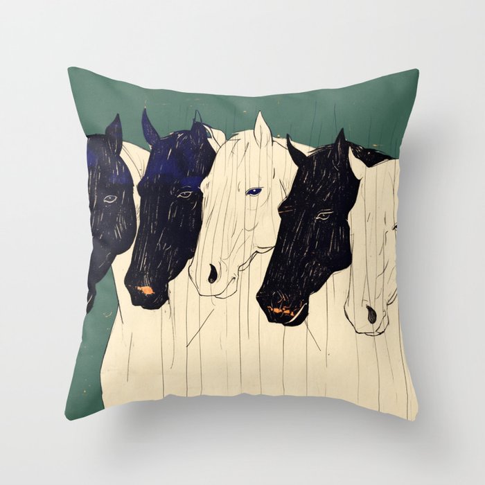 Horses n1 Throw Pillow Gallery Image 1