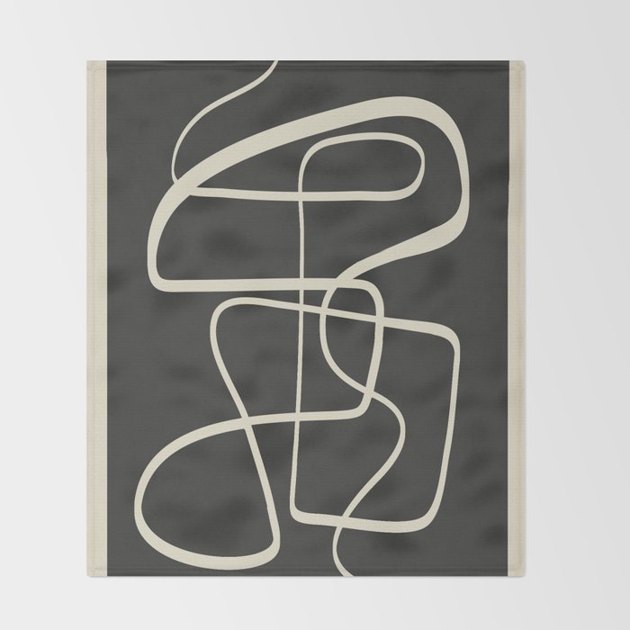 Modern Abstract Lines - Noir Throw Blanket Gallery Image 2