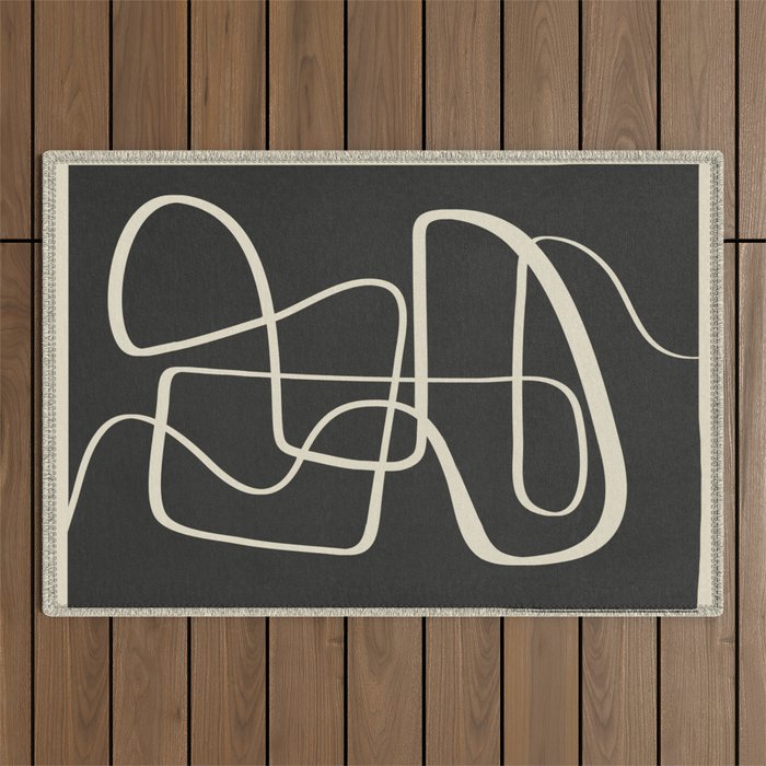 Modern Abstract Lines - Noir Outdoor Rug Gallery Image 1