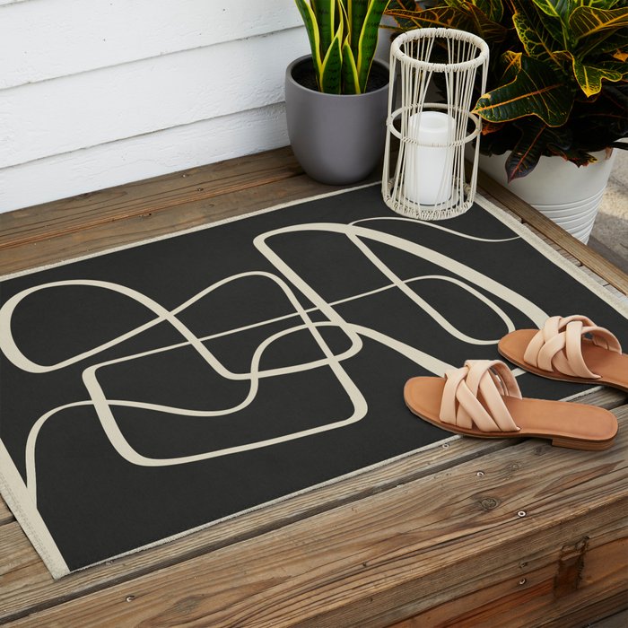 Modern Abstract Lines - Noir Outdoor Rug Gallery Image 2