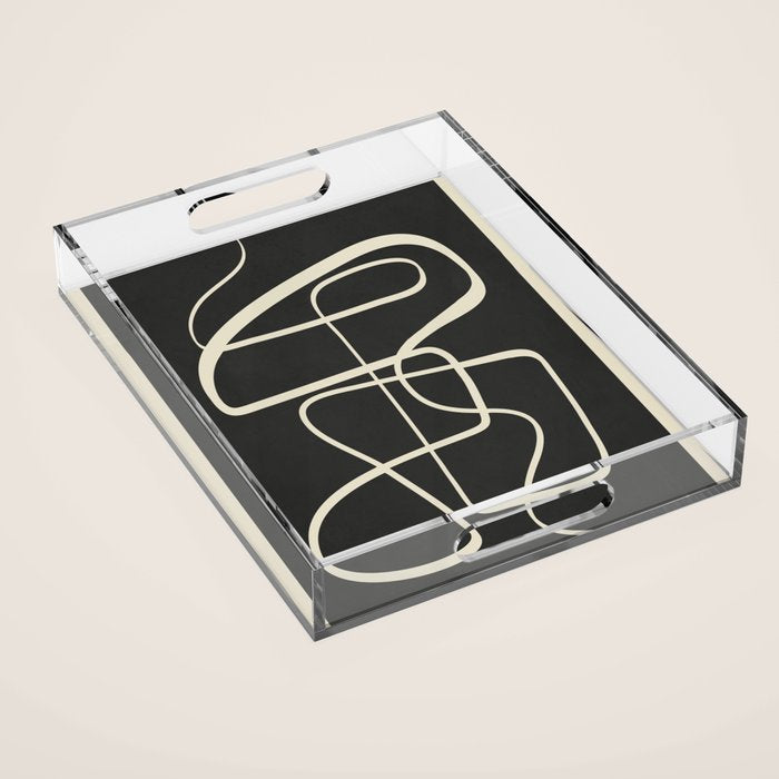 Modern Abstract Lines - Noir Acrylic Tray Gallery Image 1