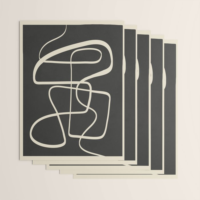 Modern Abstract Lines - Noir Wrapping Paper Gallery Image 3
