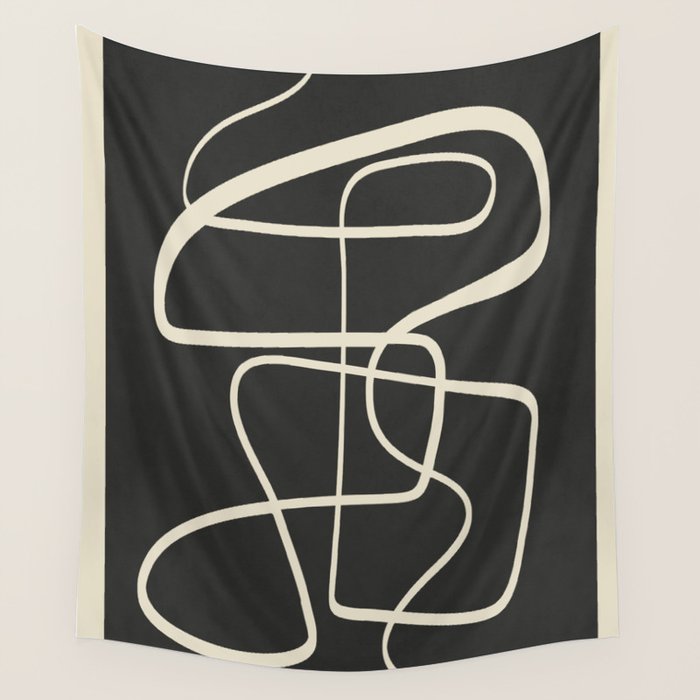 Modern Abstract Lines - Noir Wall Tapestry Gallery Image 4