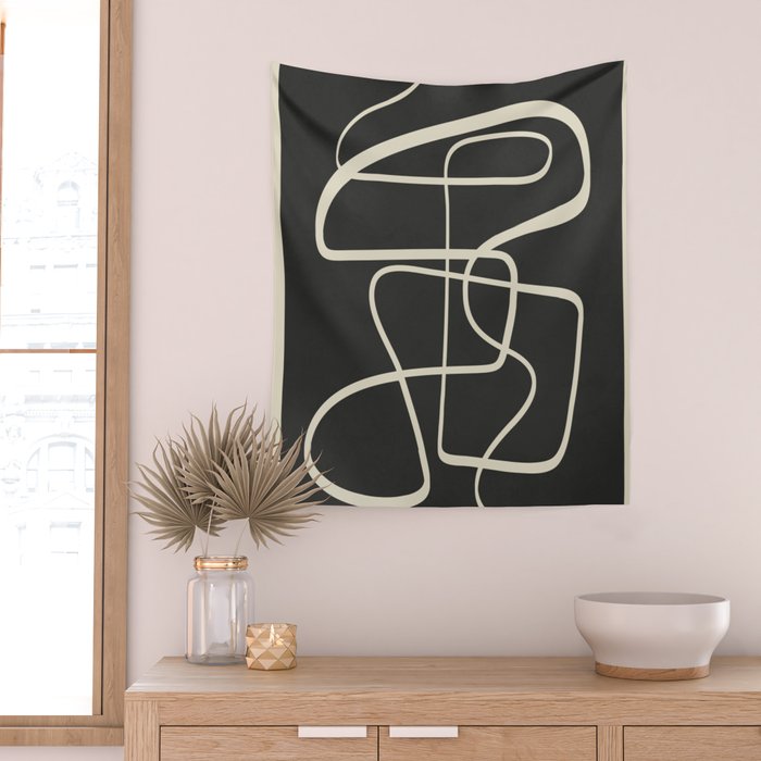 Modern Abstract Lines - Noir Wall Tapestry Gallery Image 2