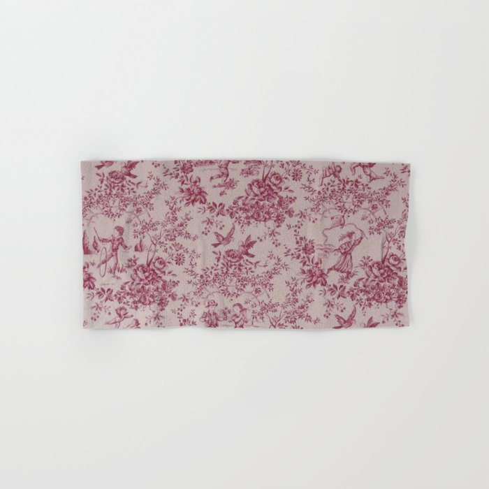 Red Toile de Jouy Bath Towel Gallery Image 1