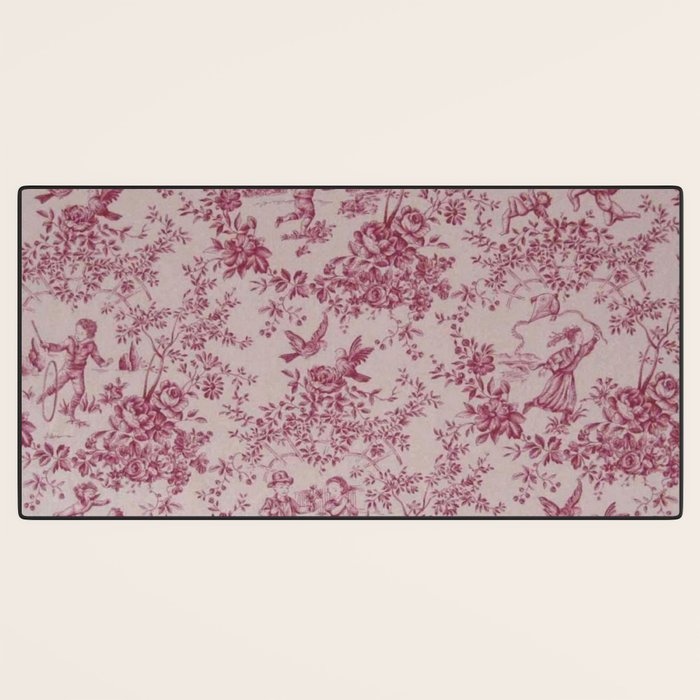 Red Toile de Jouy Desk Mat Gallery Image 3