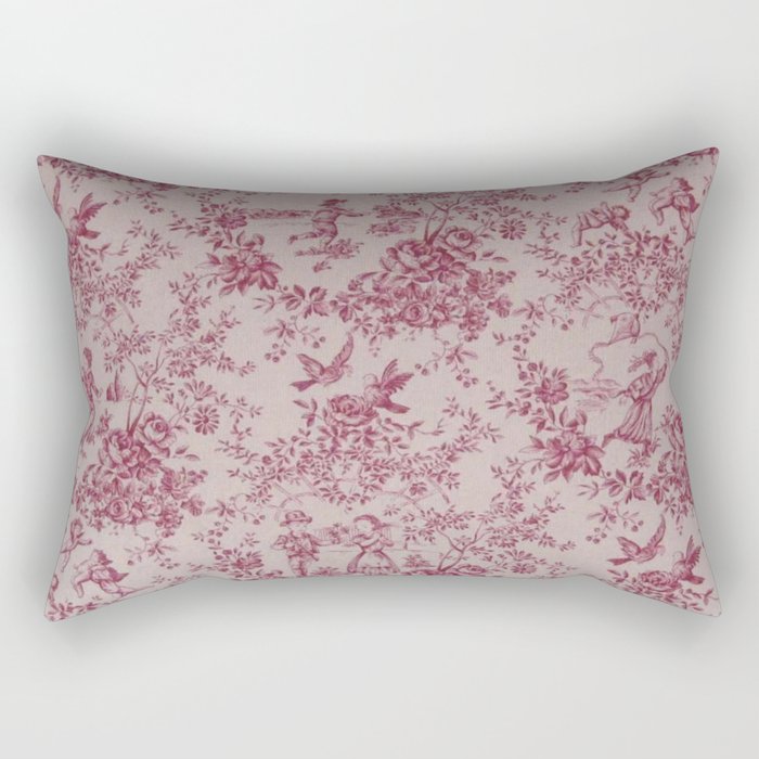 Red Toile de Jouy Rectangular Pillow Gallery Image 1