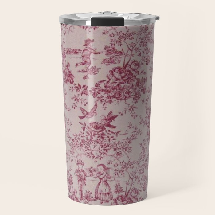 Red Toile de Jouy Travel Mug Gallery Image 1