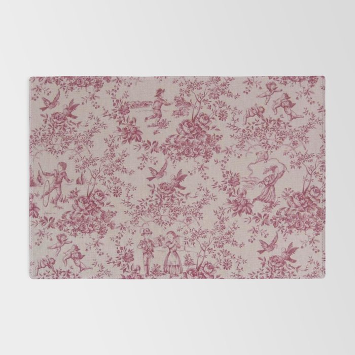Red Toile de Jouy Rug Gallery Image 2