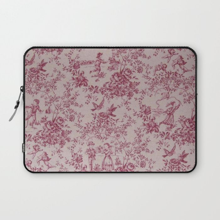 Red Toile de Jouy Laptop Sleeve Gallery Image 1